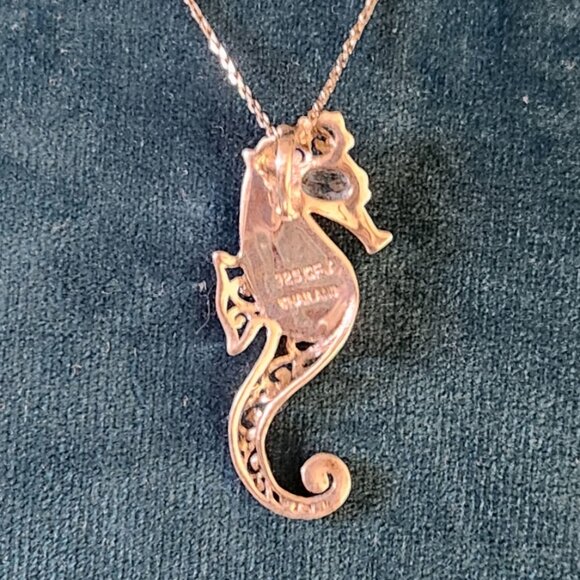 JTV Sterling Silver Larimar And Blue Topaz Seahorse Pendant - Picture 4 of 4